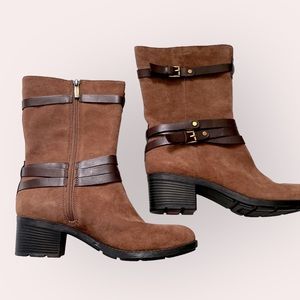 Bandolino Bdursal Suede Leather Buckle Mid-Calf Boots Sz 9 never worn